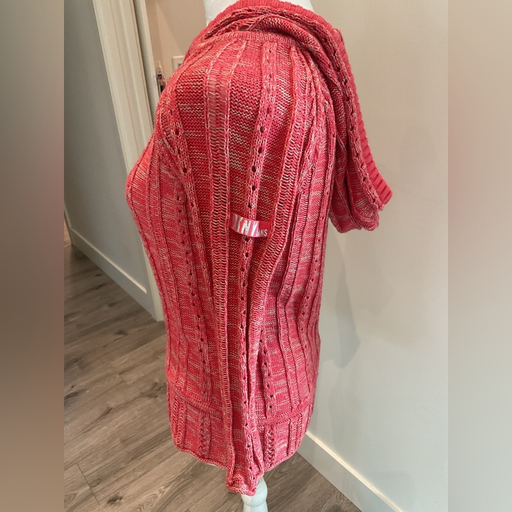 DKNY  JEANS PETITE Y2K Coral/ Pink Knit Half-Zip Sweater - Picture 7 of 11